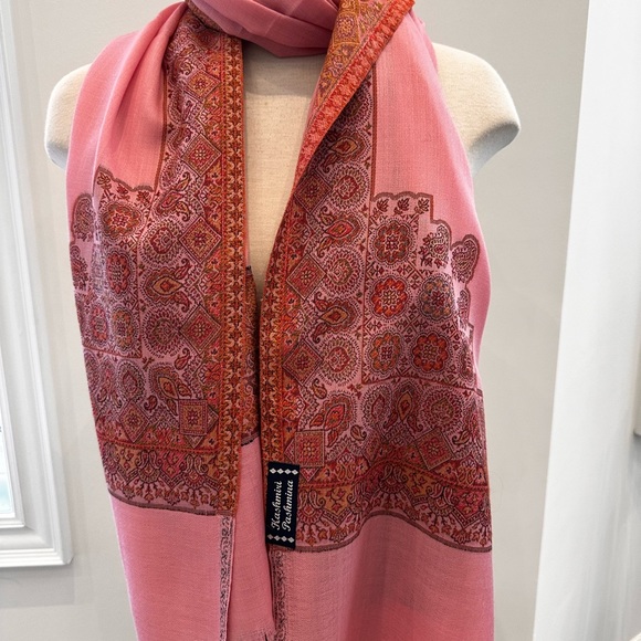 Beautiful Pink Kashmiri Pashmina Stole Scarf Wrap Shawl - Picture 2 of 10